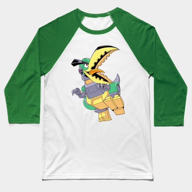 Green Robot Bird Baseball T-Shirt by Atpidarp